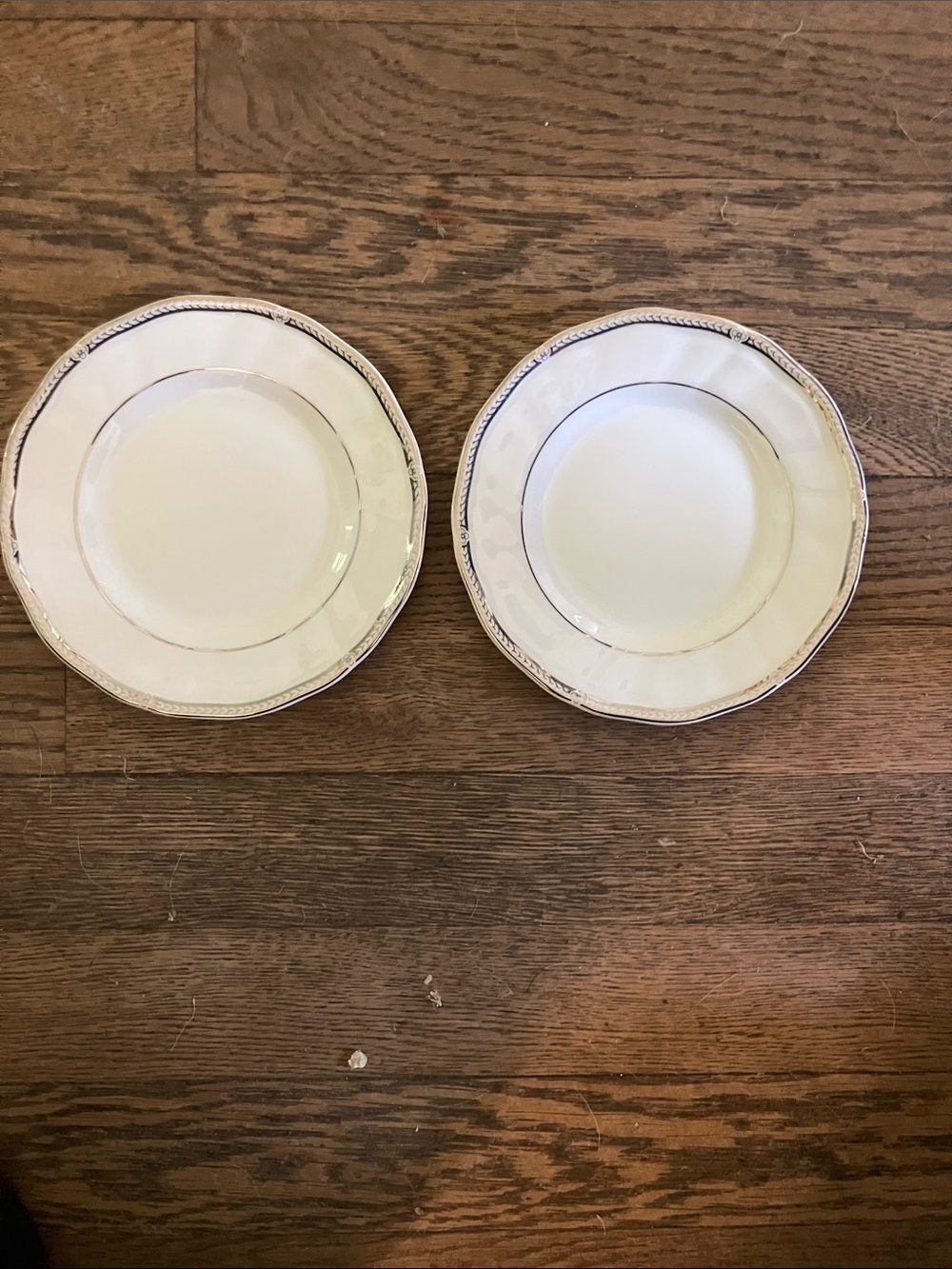Wedgwood Cream Dessert Plates with Silver Trim - Set of 2